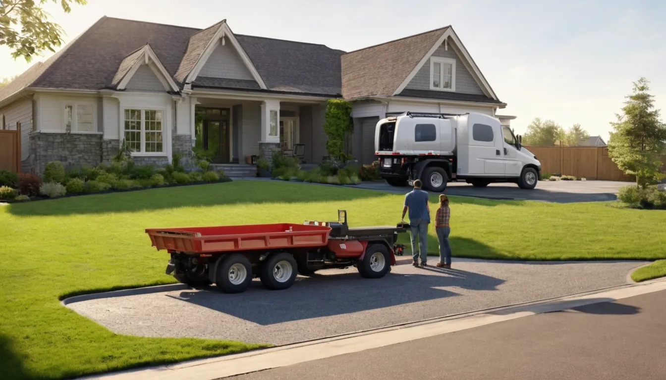 Homeowner talking with a septic provider beside a yard in Parma